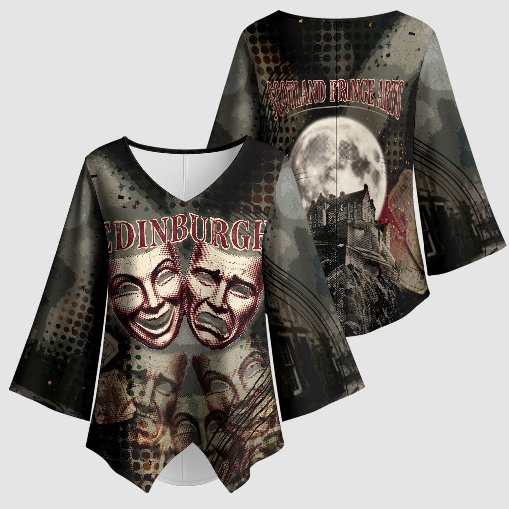 Edinburgh Fringe Kimono Sleeve Blouse Scotland Fringe Arts Comedy Tragedy Masks Castle Moon