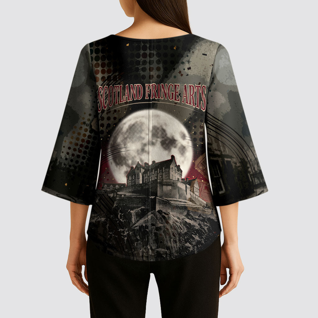Edinburgh Fringe Kimono Sleeve Blouse Scotland Fringe Arts Comedy Tragedy Masks Castle Moon