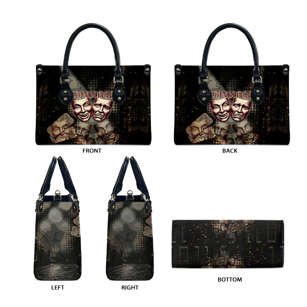 Edinburgh Fringe Leather Bag Scotland Fringe Arts Comedy Tragedy Masks Castle Moon