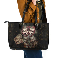 Edinburgh Fringe Leather Tote Bag Scotland Fringe Arts Comedy Tragedy Masks Castle Moon