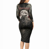 Edinburgh Fringe Long Sleeve Bodycon Dress Scotland Fringe Arts Comedy Tragedy Masks Castle Moon