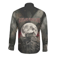 Edinburgh Fringe Long Sleeve Button Shirt Scotland Fringe Arts Comedy Tragedy Masks Castle Moon