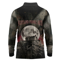 Edinburgh Fringe Long Sleeve Polo Shirt Scotland Fringe Arts Comedy Tragedy Masks Castle Moon