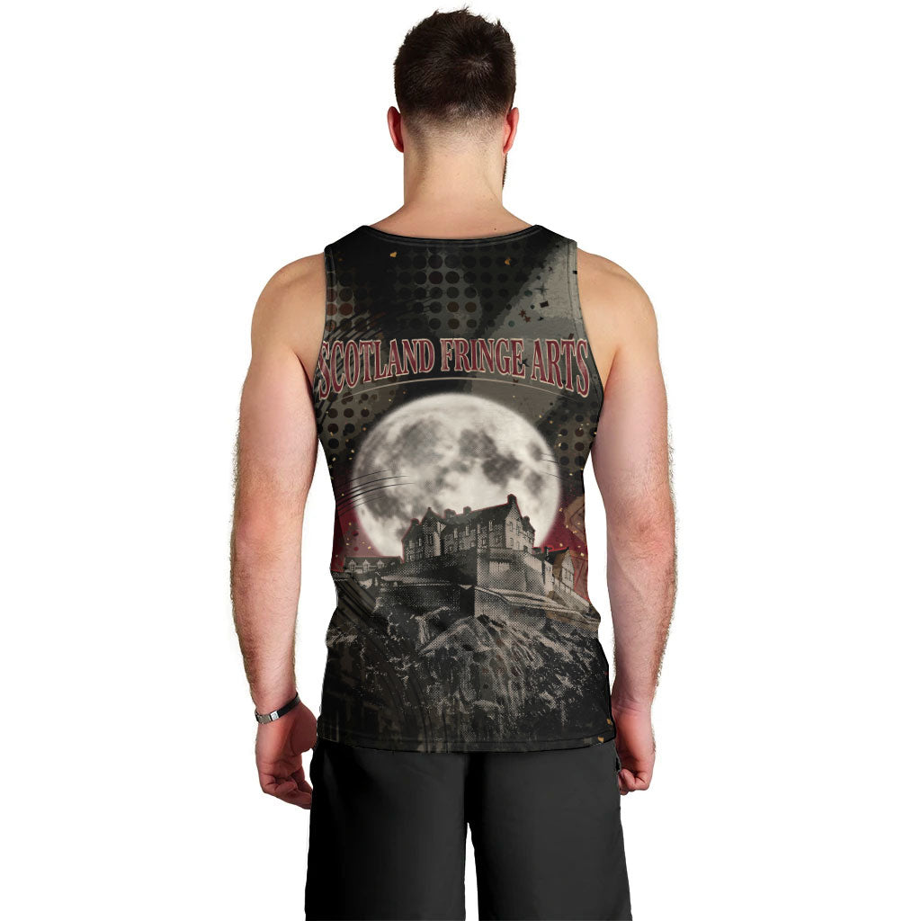 Edinburgh Fringe Men Tank Top Scotland Fringe Arts Comedy Tragedy Masks Castle Moon