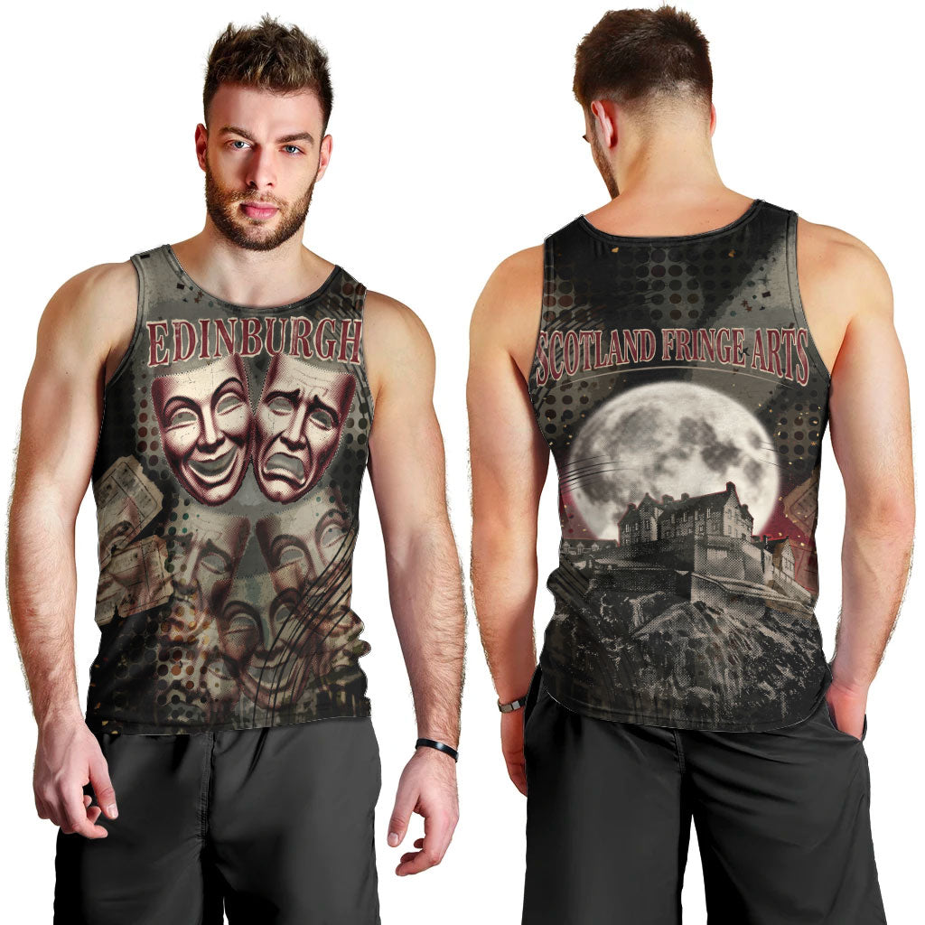 Edinburgh Fringe Men Tank Top Scotland Fringe Arts Comedy Tragedy Masks Castle Moon