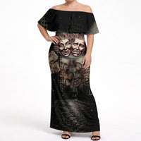 Edinburgh Fringe Off Shoulder Maxi Dress Scotland Fringe Arts Comedy Tragedy Masks Castle Moon