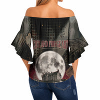Edinburgh Fringe Off Shoulder Wrap Waist Top Scotland Fringe Arts Comedy Tragedy Masks Castle Moon