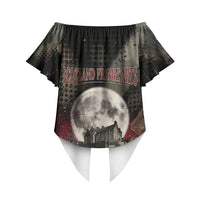 Edinburgh Fringe Off Shoulder Wrap Waist Top Scotland Fringe Arts Comedy Tragedy Masks Castle Moon