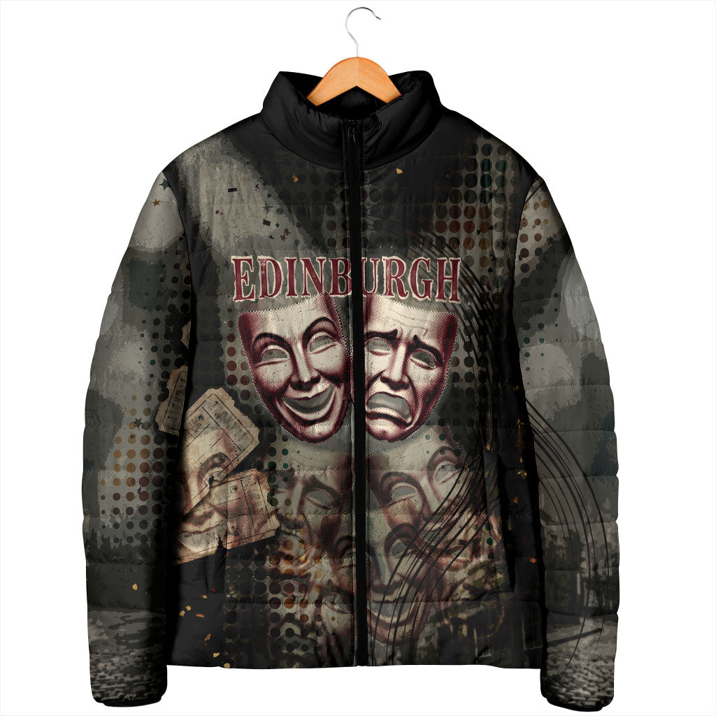Edinburgh Fringe Padded Jacket Scotland Fringe Arts Comedy Tragedy Masks Castle Moon