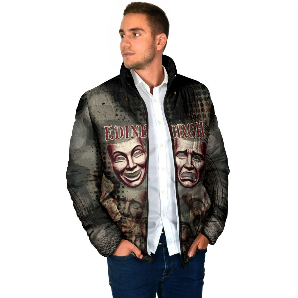 Edinburgh Fringe Padded Jacket Scotland Fringe Arts Comedy Tragedy Masks Castle Moon