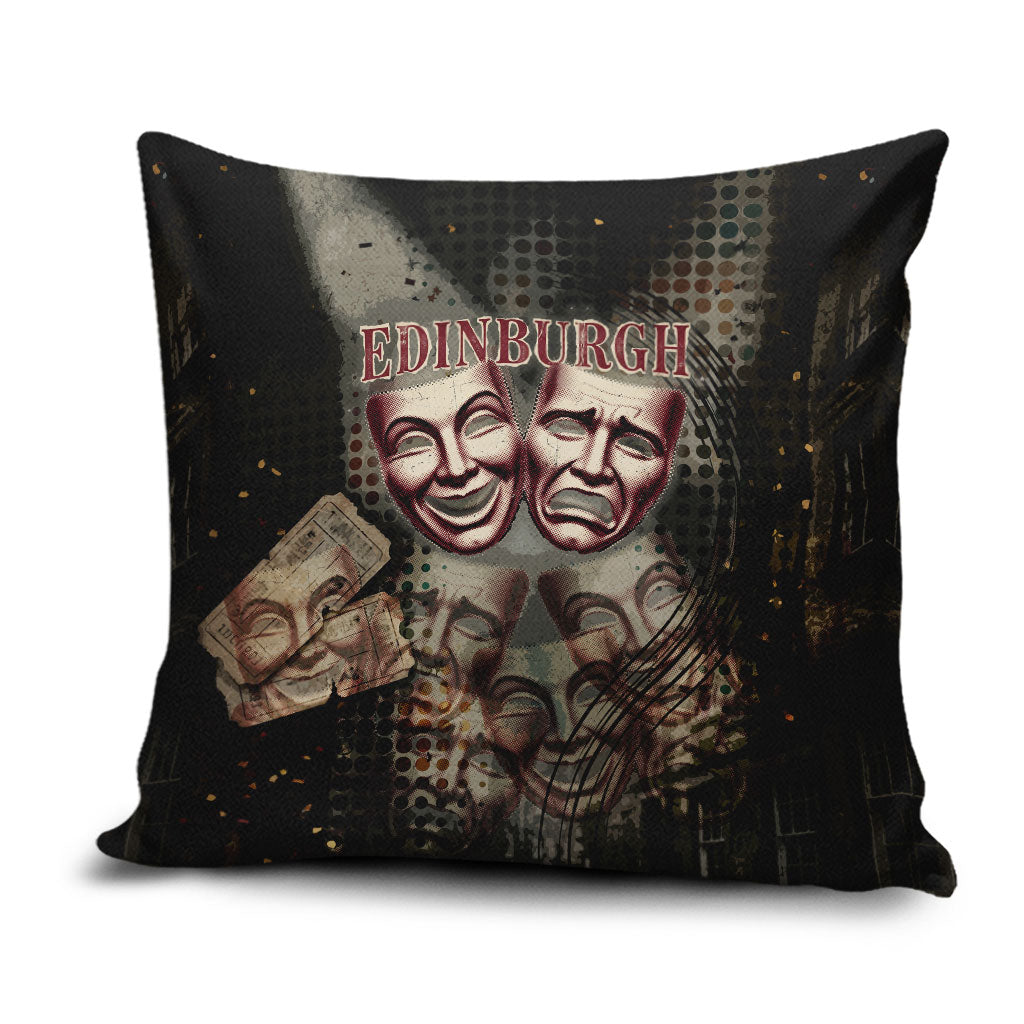 Edinburgh Fringe Pillow Cover Scotland Fringe Arts Comedy Tragedy Masks Castle Moon