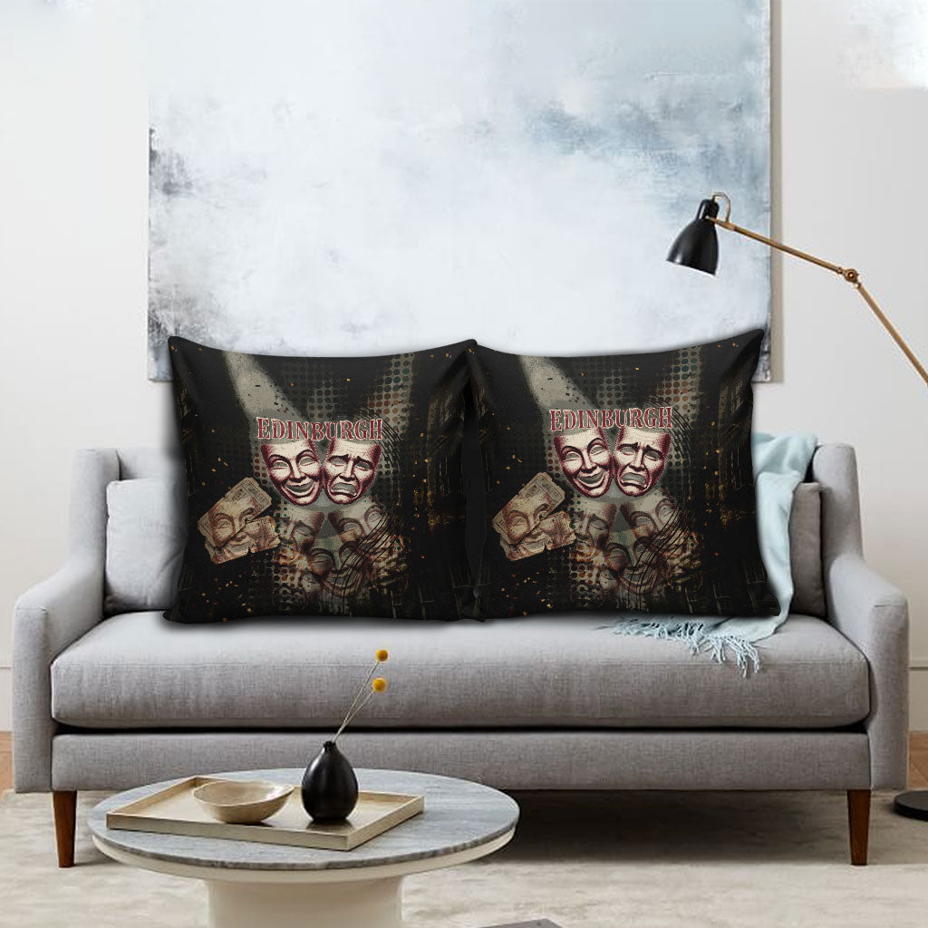 Edinburgh Fringe Pillow Cover Scotland Fringe Arts Comedy Tragedy Masks Castle Moon