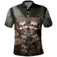 Edinburgh Fringe Polo Shirt Scotland Fringe Arts Comedy Tragedy Masks Castle Moon