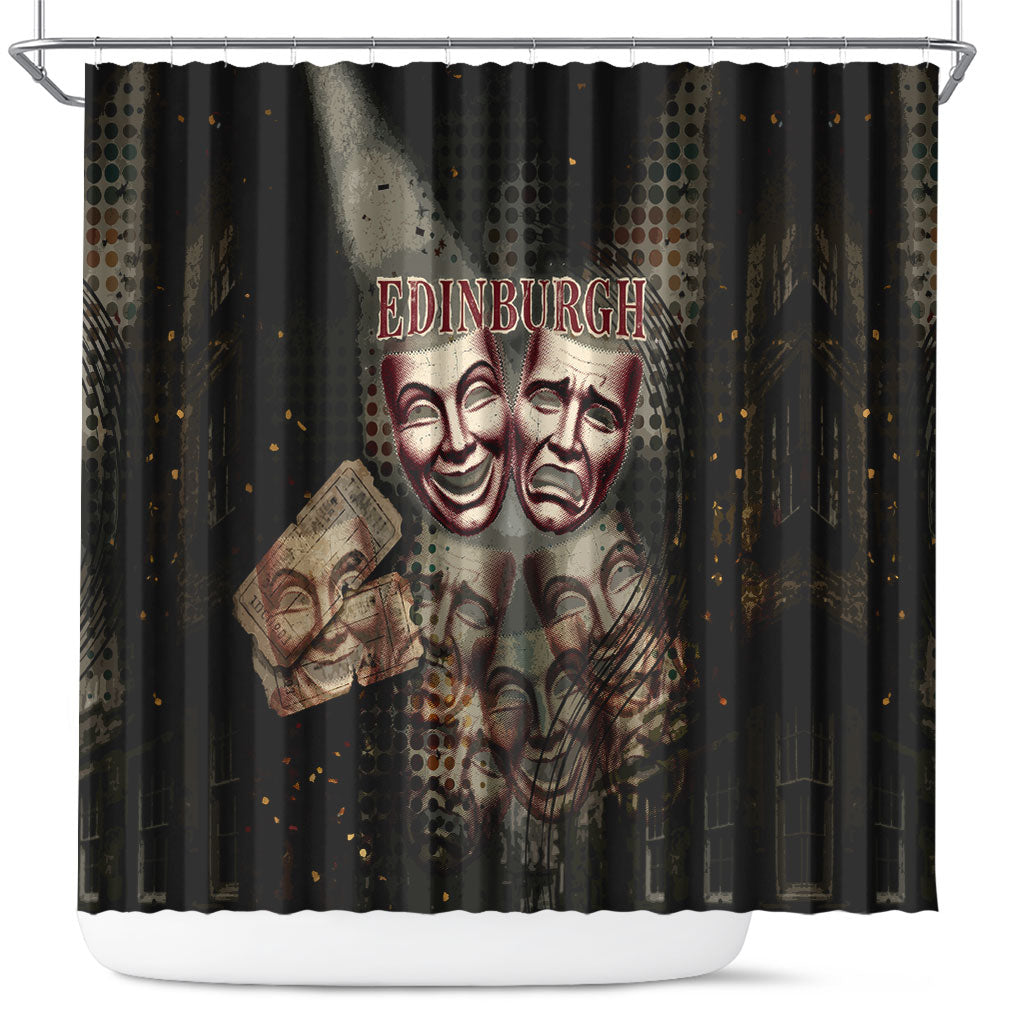 Edinburgh Fringe Shower Curtain Scotland Fringe Arts Comedy Tragedy Masks Castle Moon