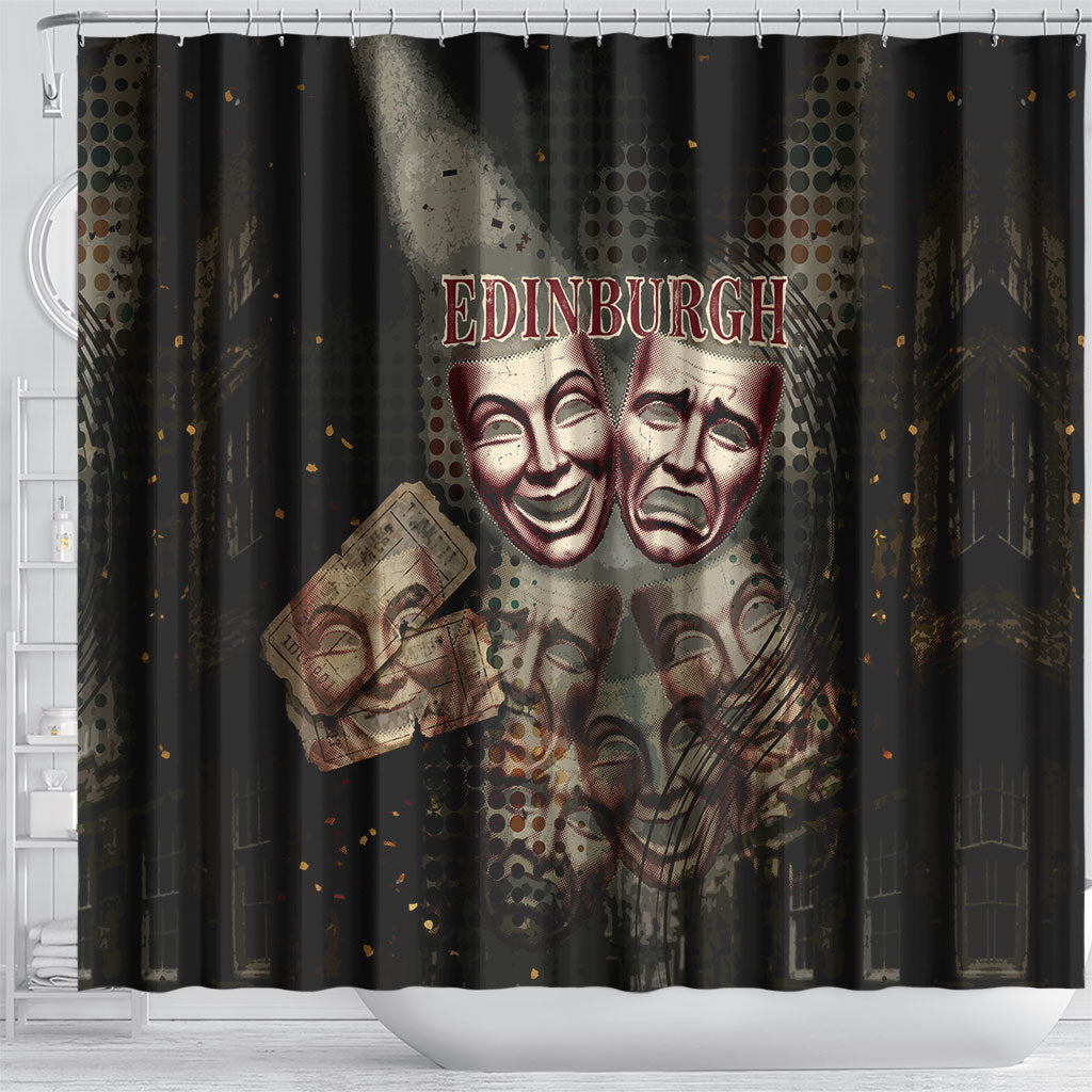 Edinburgh Fringe Shower Curtain Scotland Fringe Arts Comedy Tragedy Masks Castle Moon