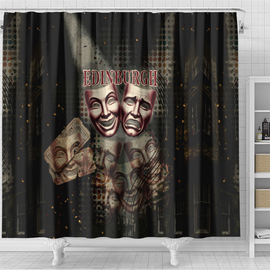 Edinburgh Fringe Shower Curtain Scotland Fringe Arts Comedy Tragedy Masks Castle Moon