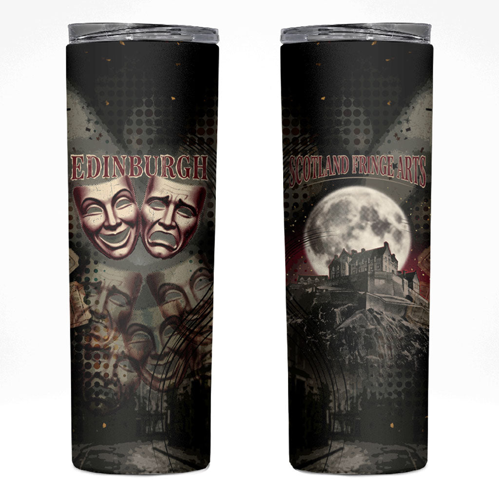 Edinburgh Fringe Skinny Tumbler Scotland Fringe Arts Comedy Tragedy Masks Castle Moon