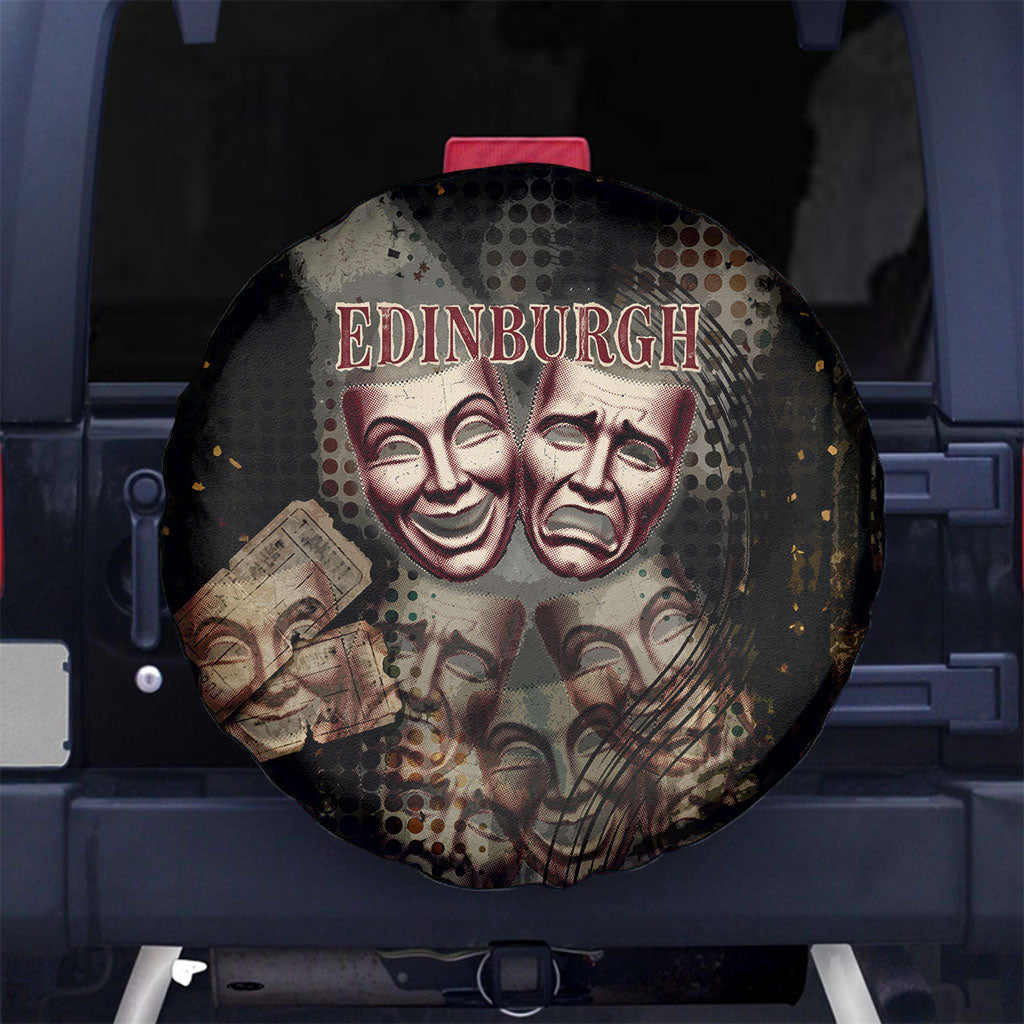 Edinburgh Fringe Spare Tire Cover Scotland Fringe Arts Comedy Tragedy Masks Castle Moon