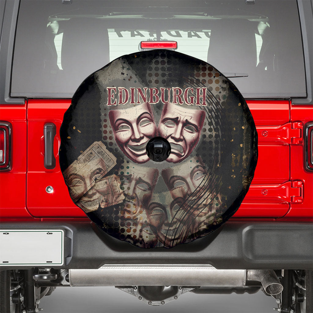 Edinburgh Fringe Spare Tire Cover Scotland Fringe Arts Comedy Tragedy Masks Castle Moon