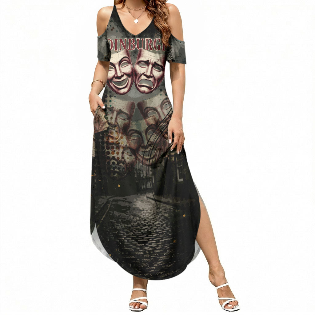 Edinburgh Fringe Summer Maxi Dress Scotland Fringe Arts Comedy Tragedy Masks Castle Moon