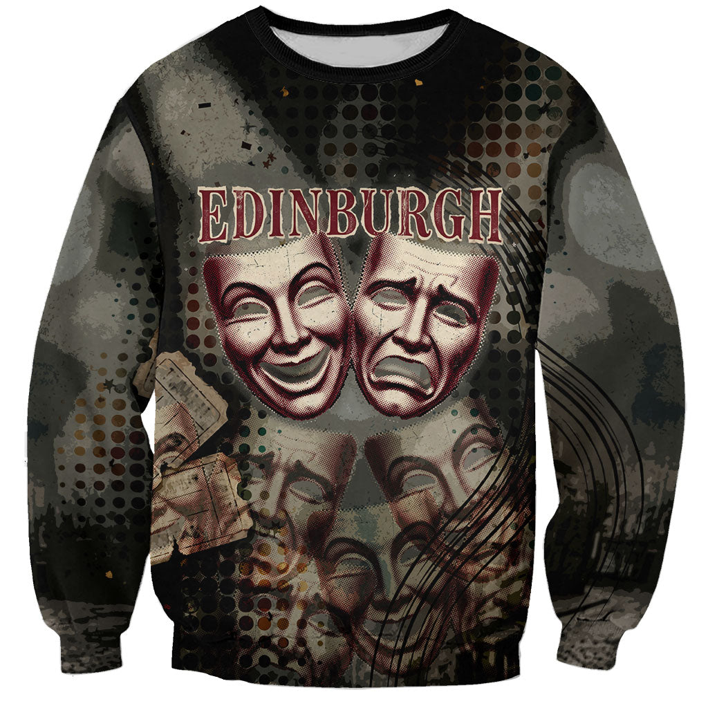 Edinburgh Fringe Sweatshirt Scotland Fringe Arts Comedy Tragedy Masks Castle Moon