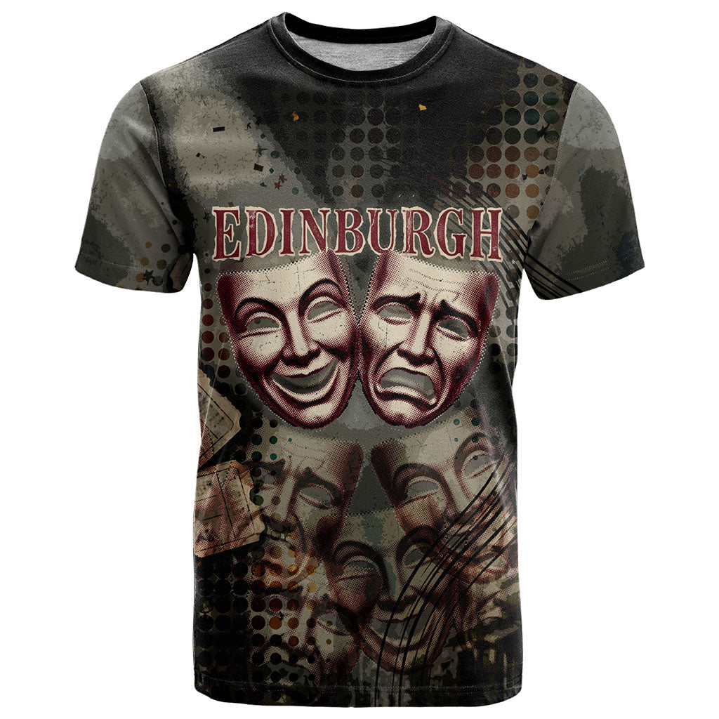 Edinburgh Fringe T Shirt Scotland Fringe Arts Comedy Tragedy Masks Castle Moon