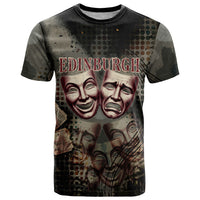 Edinburgh Fringe T Shirt Scotland Fringe Arts Comedy Tragedy Masks Castle Moon