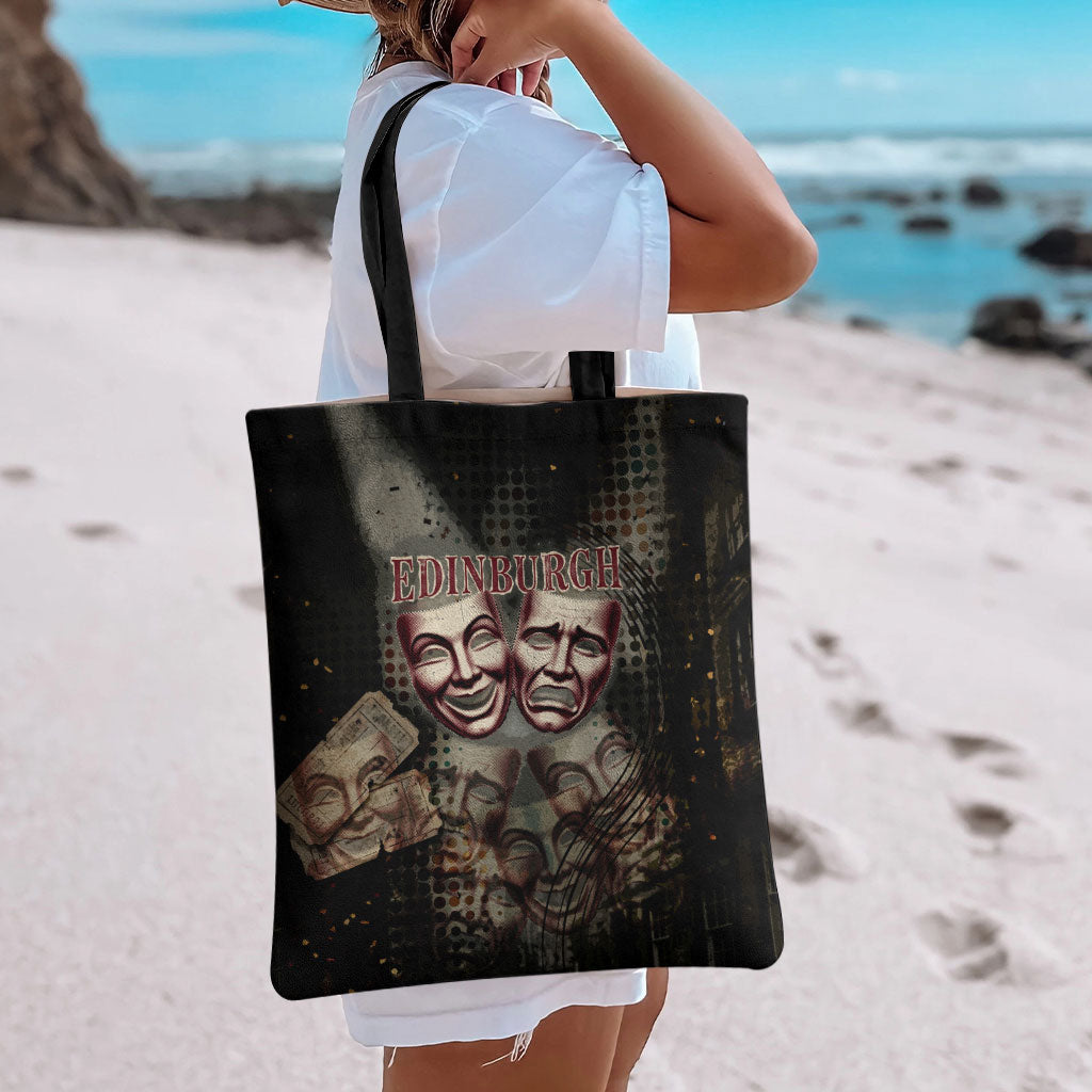 Edinburgh Fringe Tote Bag Scotland Fringe Arts Comedy Tragedy Masks Castle Moon