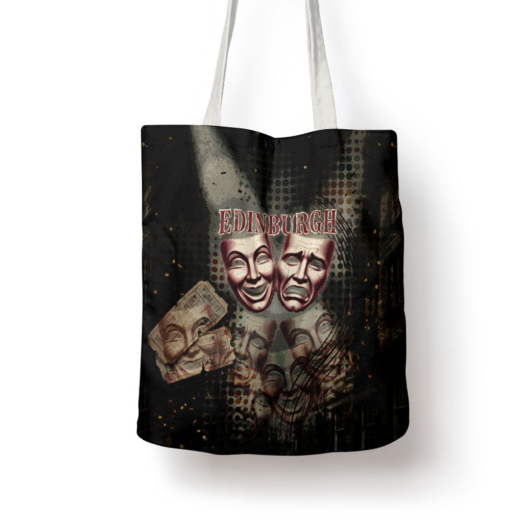 Edinburgh Fringe Tote Bag Scotland Fringe Arts Comedy Tragedy Masks Castle Moon