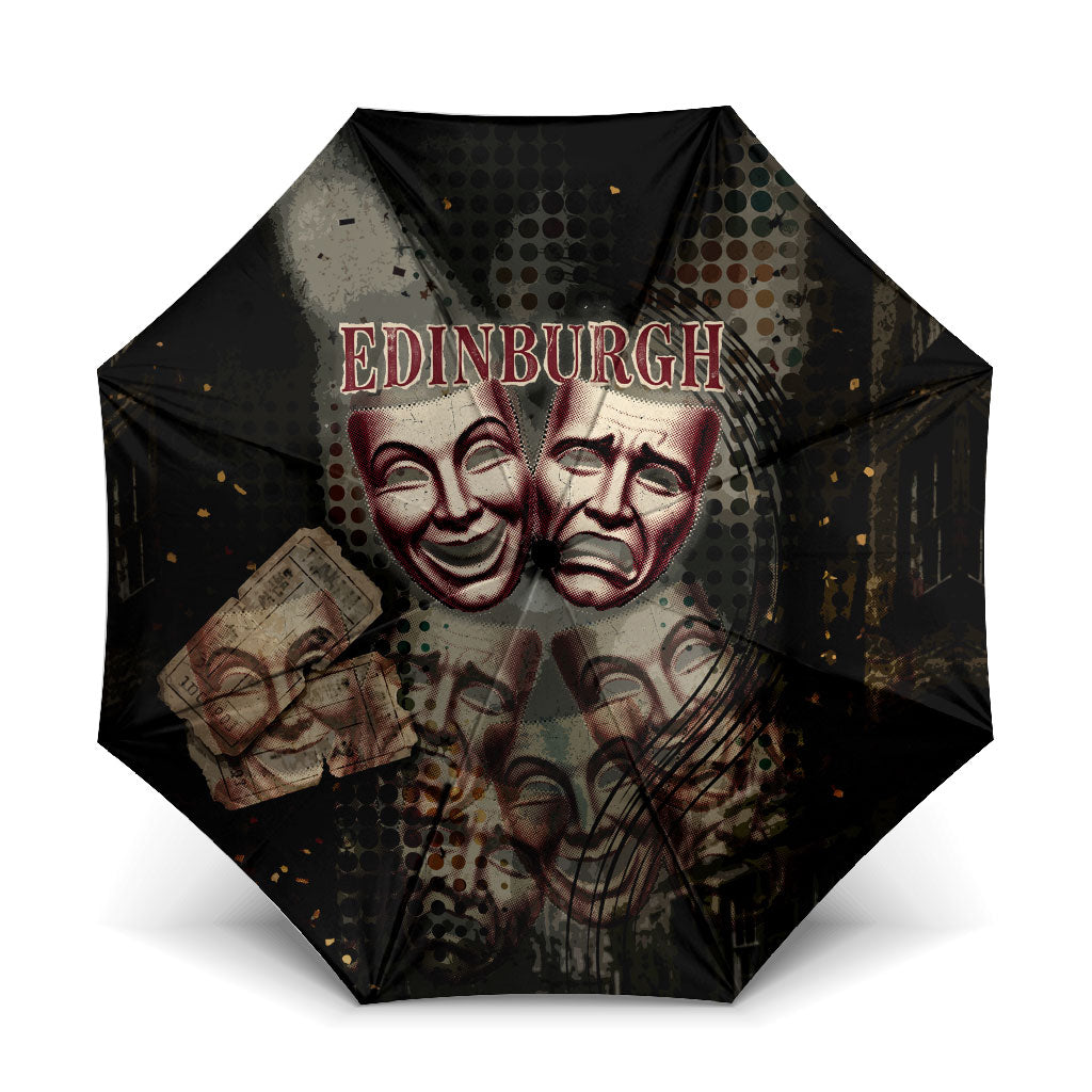 Edinburgh Fringe Umbrella Scotland Fringe Arts Comedy Tragedy Masks Castle Moon
