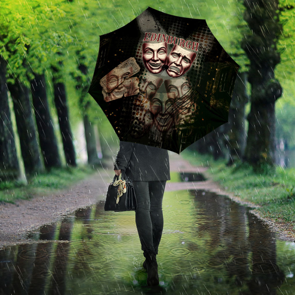 Edinburgh Fringe Umbrella Scotland Fringe Arts Comedy Tragedy Masks Castle Moon