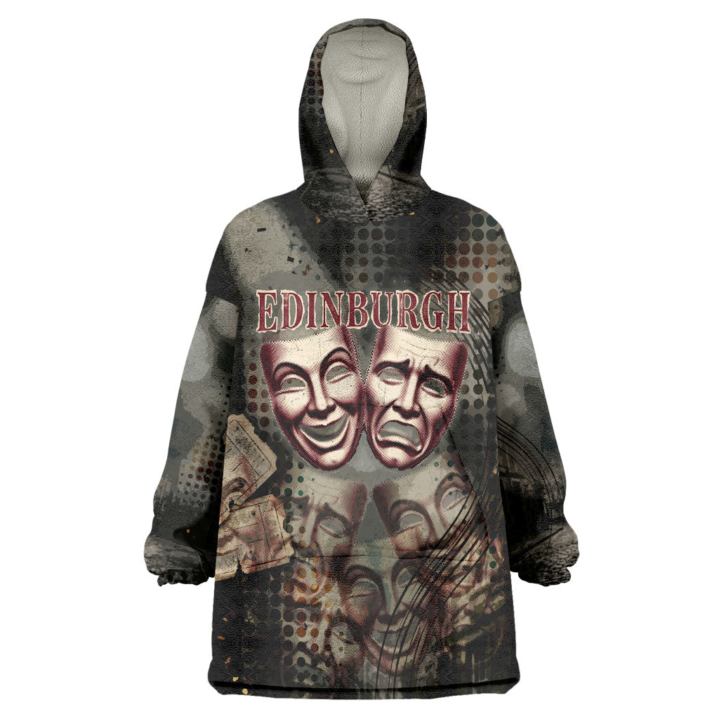 Edinburgh Fringe Wearable Blanket Hoodie Scotland Fringe Arts Comedy Tragedy Masks Castle Moon