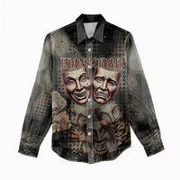 Edinburgh Fringe Women Casual Shirt Scotland Fringe Arts Comedy Tragedy Masks Castle Moon