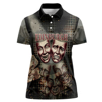 Edinburgh Fringe Women Polo Shirt Scotland Fringe Arts Comedy Tragedy Masks Castle Moon