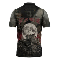 Edinburgh Fringe Zipper Polo Shirt Scotland Fringe Arts Comedy Tragedy Masks Castle Moon