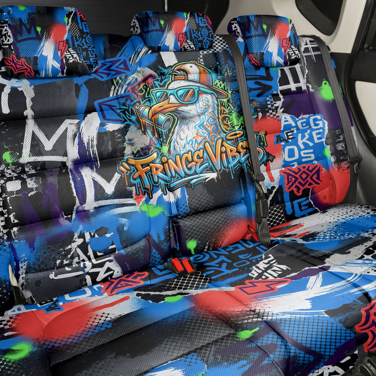 Edinburgh Fringe Festival Back Car Seat Cover Fringe Vibes Graffiti Seagull Scotland Bagpipes Street Art