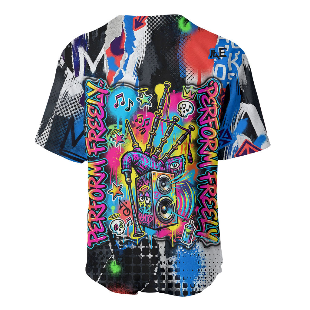 Edinburgh Fringe Festival Baseball Jersey Fringe Vibes Graffiti Seagull Scotland Bagpipes Street Art