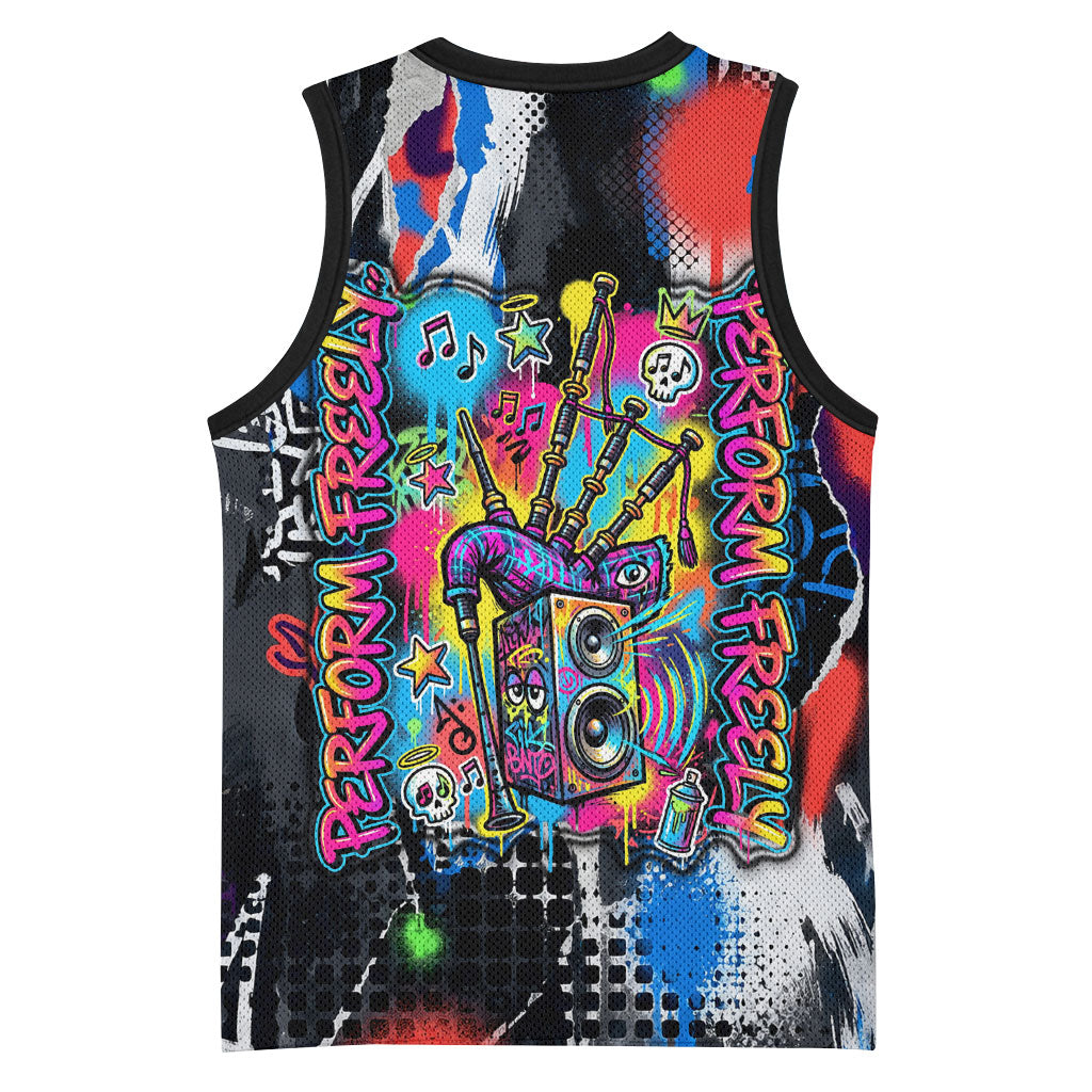 Edinburgh Fringe Festival Basketball Jersey Fringe Vibes Graffiti Seagull Scotland Bagpipes Street Art