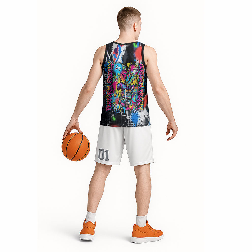 Edinburgh Fringe Festival Basketball Jersey Fringe Vibes Graffiti Seagull Scotland Bagpipes Street Art