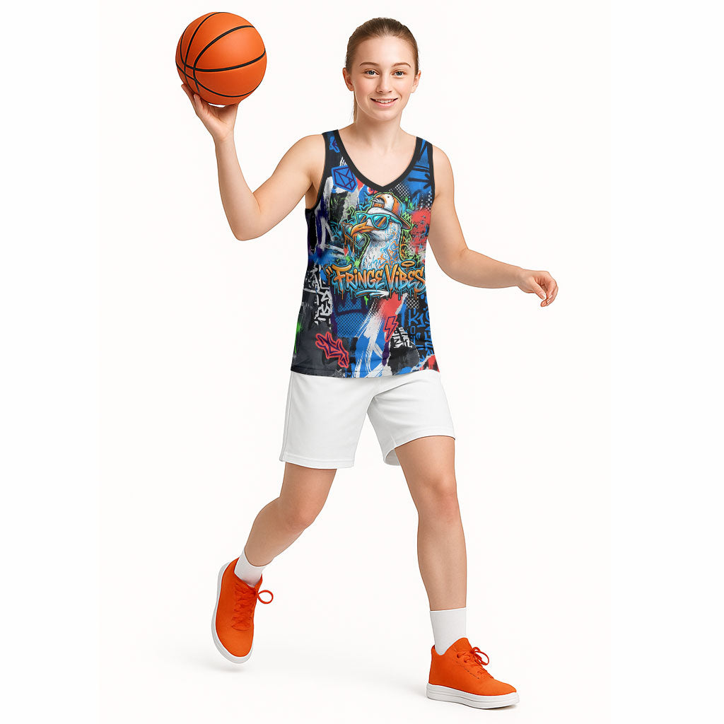 Edinburgh Fringe Festival Basketball Jersey Fringe Vibes Graffiti Seagull Scotland Bagpipes Street Art
