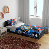 Edinburgh Fringe Festival Bedding Set Fringe Vibes Graffiti Seagull Scotland Bagpipes Street Art