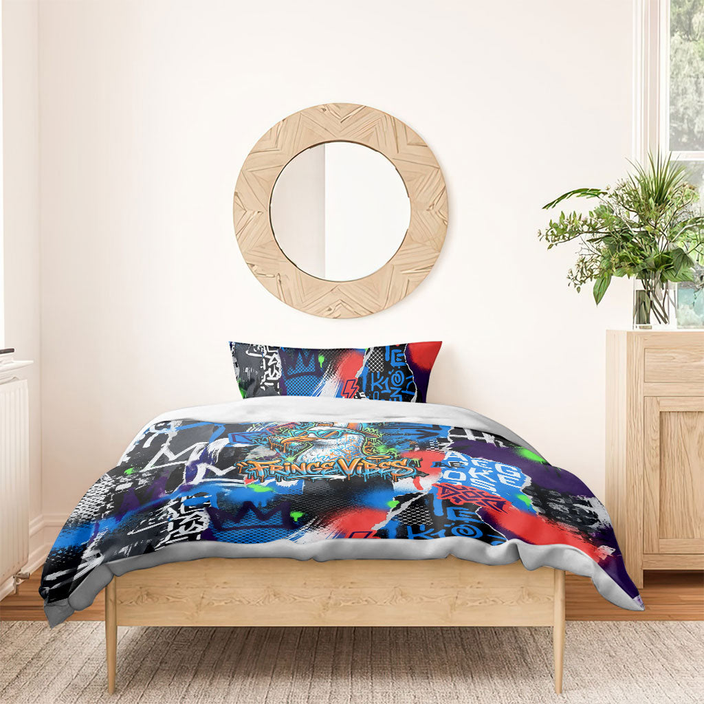 Edinburgh Fringe Festival Bedding Set Fringe Vibes Graffiti Seagull Scotland Bagpipes Street Art