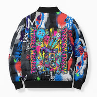 Edinburgh Fringe Festival Bomber Puffer Jacket Fringe Vibes Graffiti Seagull Scotland Bagpipes Street Art