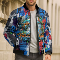 Edinburgh Fringe Festival Bomber Puffer Jacket Fringe Vibes Graffiti Seagull Scotland Bagpipes Street Art