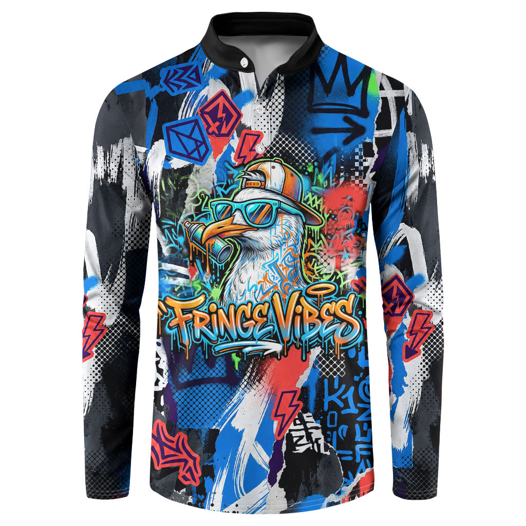 Edinburgh Fringe Festival Button Sweatshirt Fringe Vibes Graffiti Seagull Scotland Bagpipes Street Art