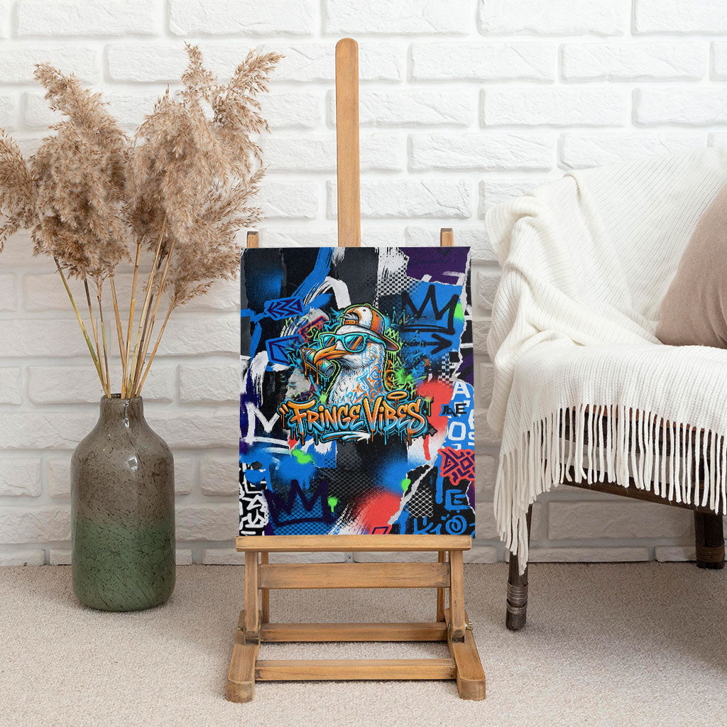 Edinburgh Fringe Festival Canvas Wall Art Fringe Vibes Graffiti Seagull Scotland Bagpipes Street Art