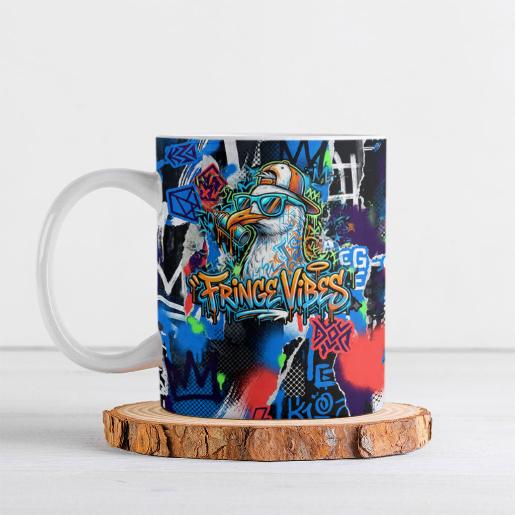 Edinburgh Fringe Festival Ceramic Mug Fringe Vibes Graffiti Seagull Scotland Bagpipes Street Art