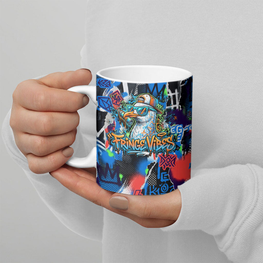 Edinburgh Fringe Festival Ceramic Mug Fringe Vibes Graffiti Seagull Scotland Bagpipes Street Art