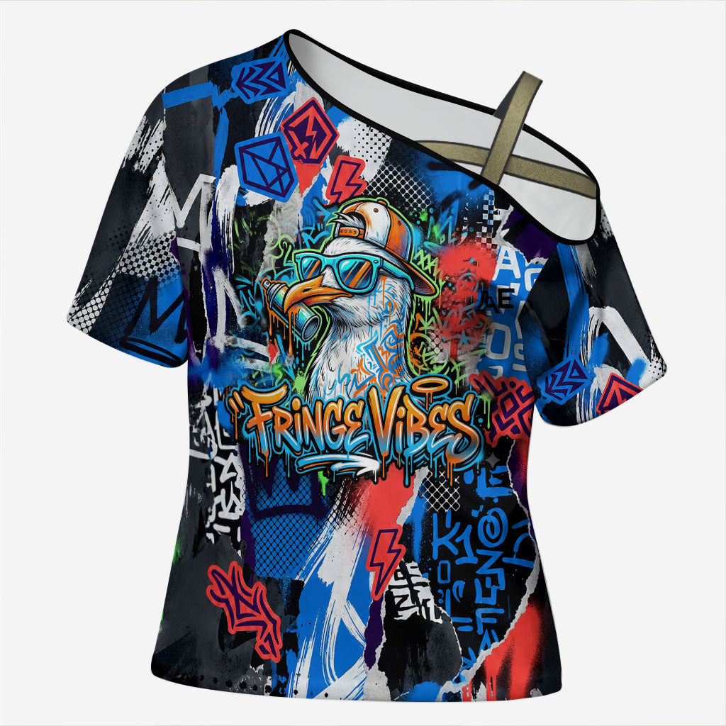 Edinburgh Fringe Festival Cross Shoulder Shirt Fringe Vibes Graffiti Seagull Scotland Bagpipes Street Art