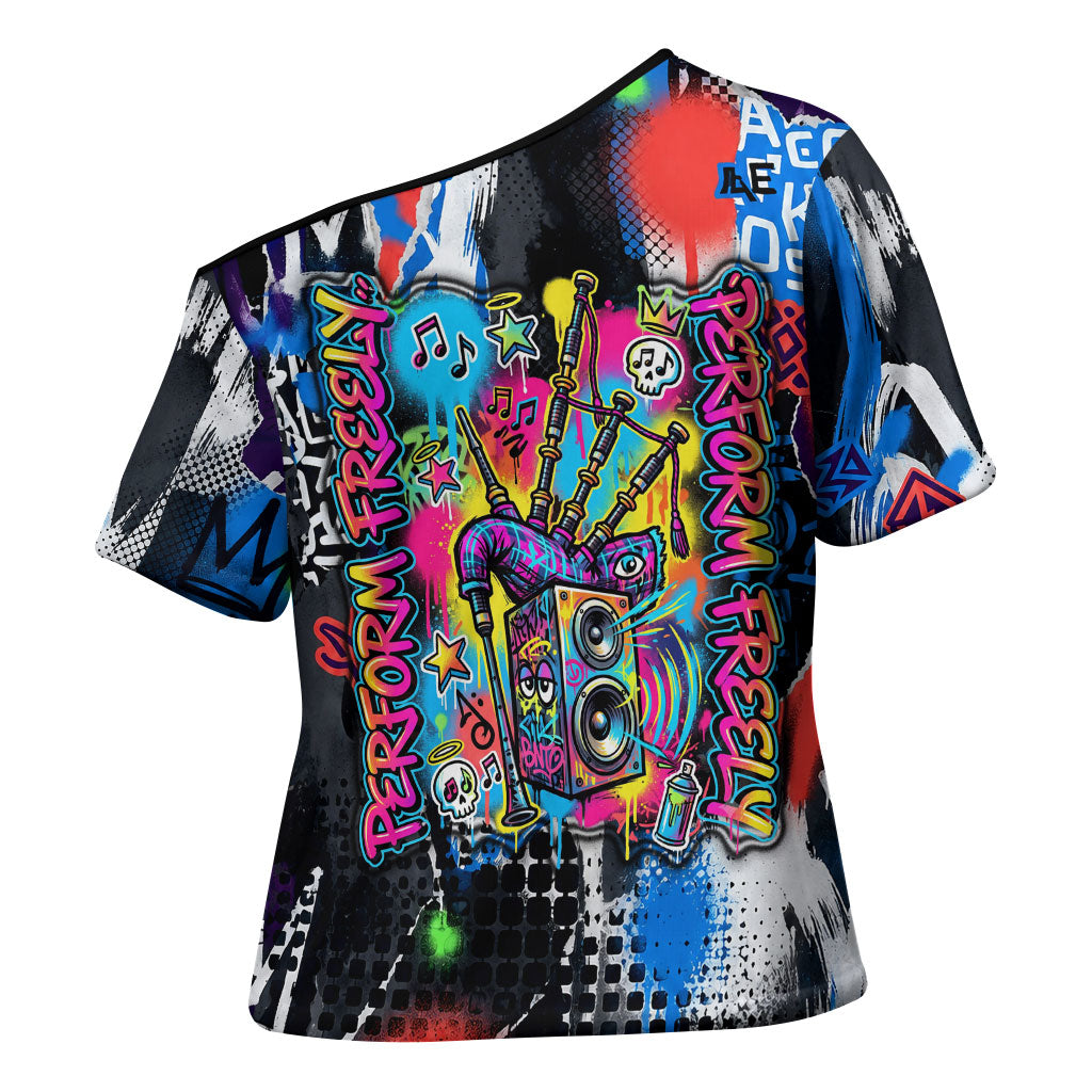 Edinburgh Fringe Festival Cross Shoulder Shirt Fringe Vibes Graffiti Seagull Scotland Bagpipes Street Art